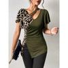 YYFS Женские модные повседневные летние весенние блузки и рубашки с v-образным вырезом и короткими рукавами с леопардовым принтом