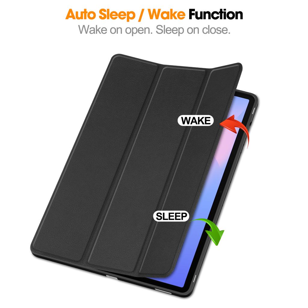 Для Samsung Galaxy Tab S10 FE+ Чехол-подставка Амортизирующий кожаный чехол для планшета со слотом для ручки