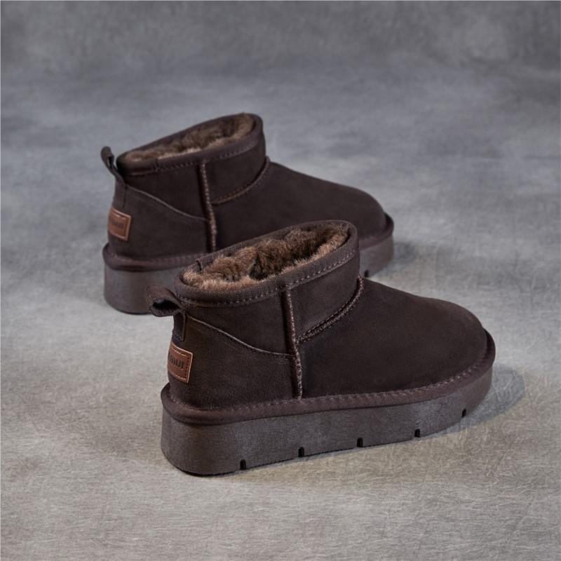 Johnature Замшевые женские короткие ботинки на толстой подошве, зимние, универсальные, с толстым плюшем, теплые, слипоны