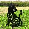 1/2Pcs Metal Cat Garden Decors Black Cat Silhouettes Outdoor Cat Stakes for Outdoor Animal Sculpture Decorations