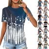 Женские футболки, модные повседневные топы с круглым вырезом и коротким рукавом, туника с принтом