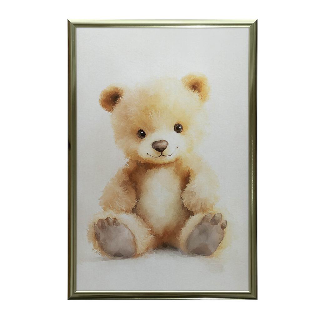 Pluszowy Uroczy Miś Pluszowy Uroczy Miś, 70X100 Cm, Rama Drewniana Jasny Dąb, Papier Matowy 230 Gsm