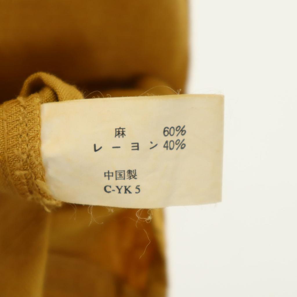 Uniqlo Льняная смесь Рубашка с коротким рукавом на пуговицах M Охра Мужская Б/У