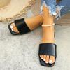 Women Solid Color Slippers Round Head One Line Flat Ladies Indoor Outdoor Platform Flat Sandals Room Footwear Slides Sandalias