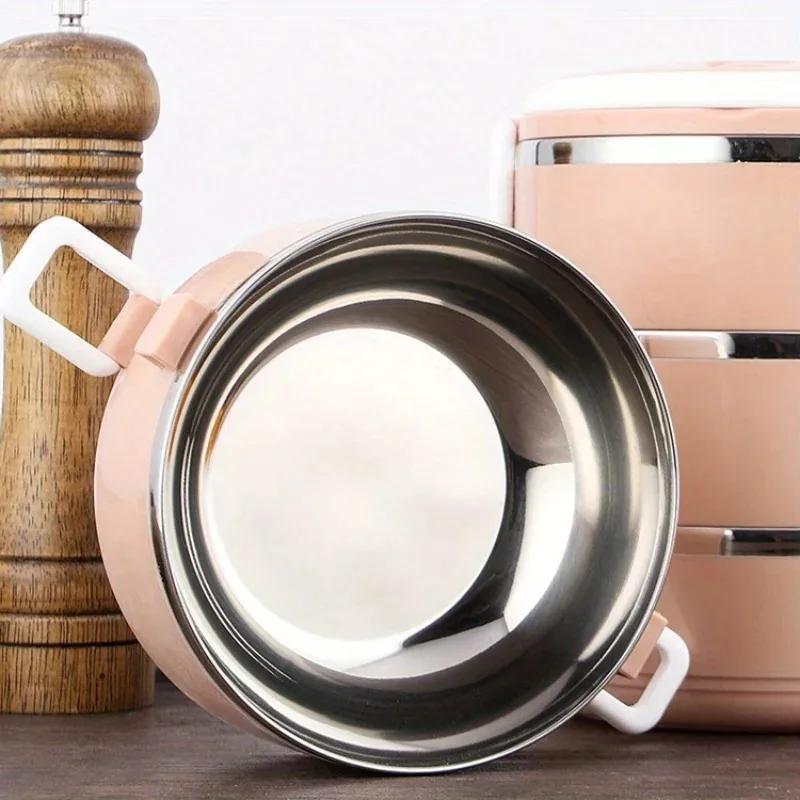 Simple And Portable Lunch Box Stainless Steel Insulated Lunch Box For Office Workers Large Capacity Multi-layer Lunch Box