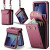 Премиум кожаный кошелек с отделениями для карт для Samsung Galaxy Z Flip7 Flip6 Flip5 Flip7FE, с ремешком, через плечо, модный защитный чехол