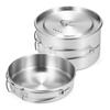 TOMSHOO 2pcs Camping Cookware Set Stainless Steel Pot Pan Cooking Set with Foldable Handles Mesh
