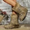 Европейские и американские зарубежные модные имитация меха средней длины сапоги-дутики на толстой подошве женские имитация енота лисы зимние теплые хлопковые сапоги