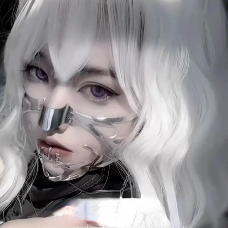 Преувеличивать киберпанк роскошные женские маски мода металлическая цепь нос лицо украшение модные ювелирные изделия маскарад аксессуары подарки