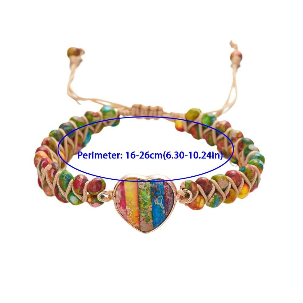 Colorful Stone Bohemian Braided Bracelets Retro Heart Bead Bangle Beads Weave Bracelets  Girls