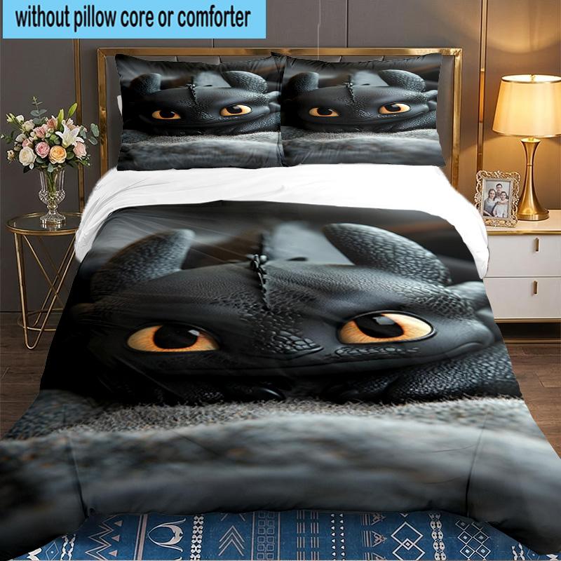 Dragon Taming 3PCS Bedding set,Ideal for 1pc Duvet Cover And 2pcs Pillowcases Perfect for Fan gift,Ideal for Bedroom, Dormitory