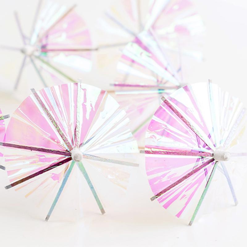 10pcs Drink Fancy Laser Umbrella Toothpicks Summer Beach Cocktail Toothpick Lovely Cupcake Topper Wedding Birthday Party Decor