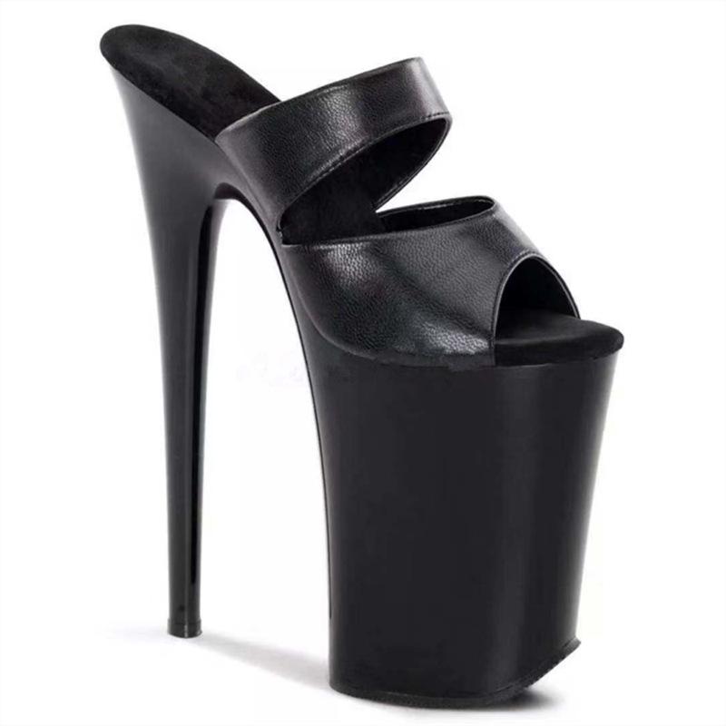 20Cm summer super high heel sandals thin heel waterproof table one-word buckle nude fashion transparent belt