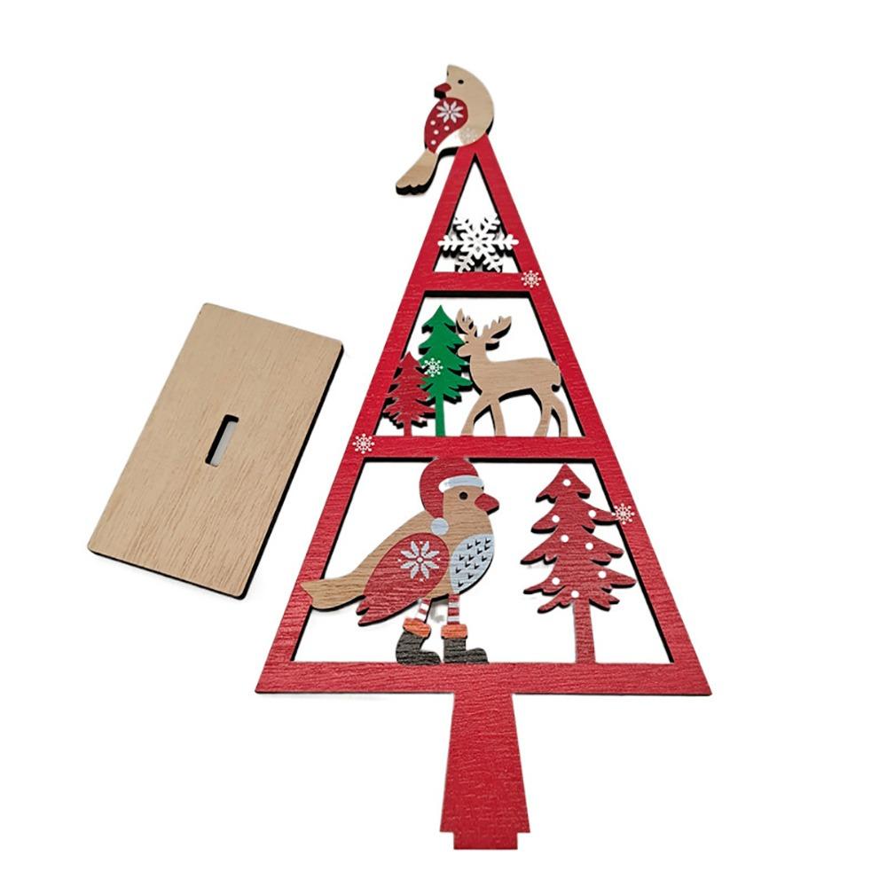 Wood Christmas Decoration Multicolor Tabletop Ornament Christmas Tree Desktop Ornament  Gift