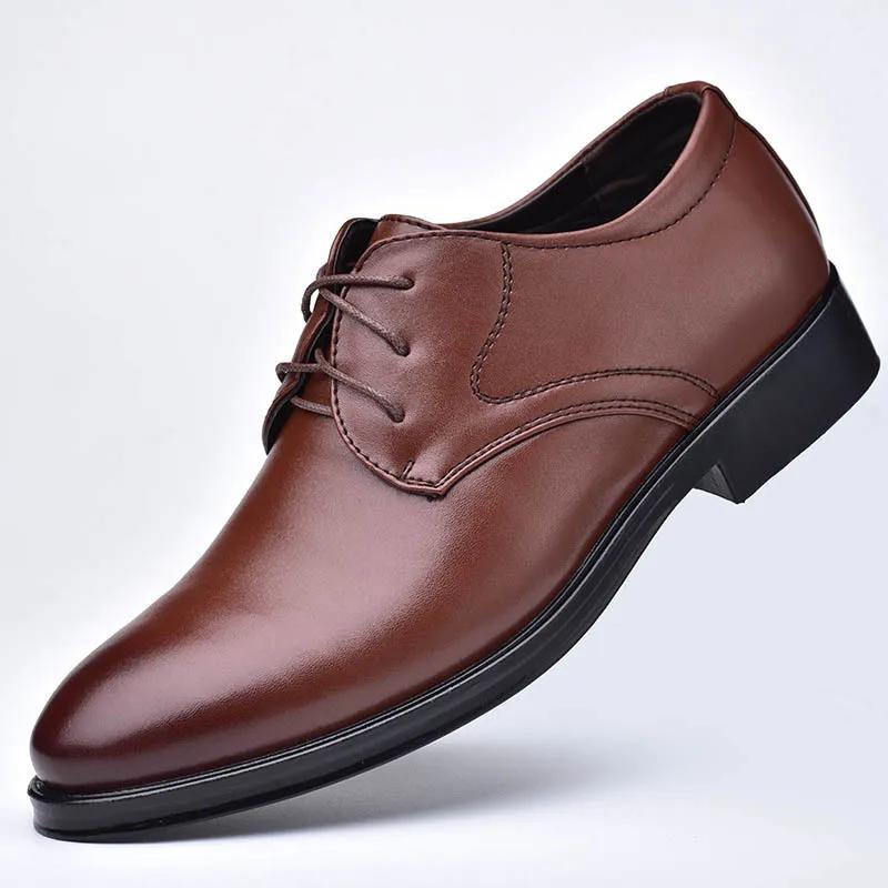Fashion Plus Size Man Shoes Formal Black Leather Shoes for Men Lace Up Oxfords for Male Wedding Party Office Business Casual Shoe Men
