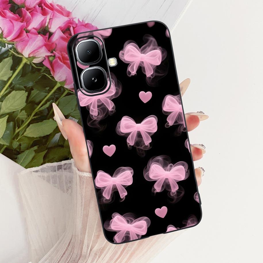 For Infinix Smart 20 4G Case New Fashion Flower Pattern Soft Black Silicone Phone Cover For Infinix Smart 20 Bumper Smart20 Para