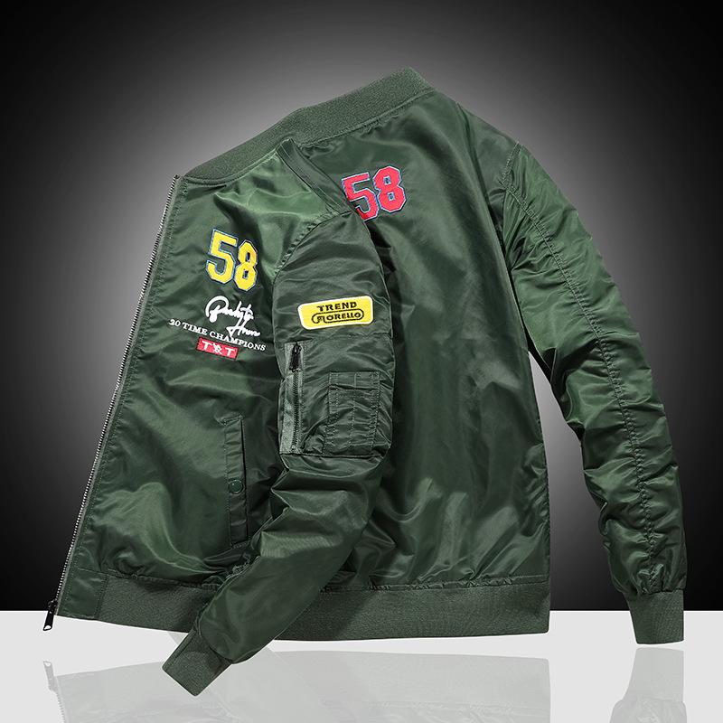 Мужская куртка Осенняя куртка-бомбер ВВС Мужская вышивка Бейсбольная форма Повседневная куртка