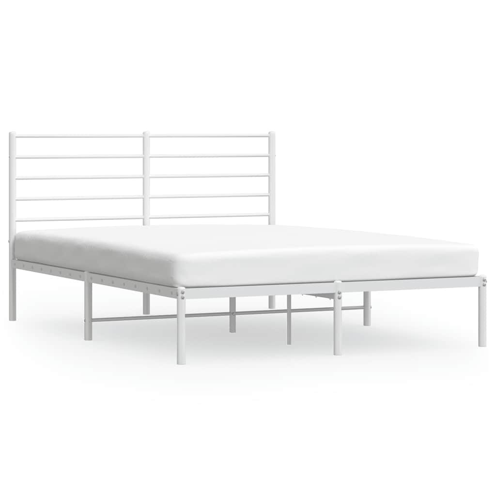 Vidaxl Металлическая Рама Кровати С Изголовьем, Белая, 120X200 См