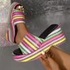 Fashion Women Slippers High Heels Platform Shoes Print Random Wedges Sandals Summer Beach Flip Flops 2024 Fashion New Pumps Mujer Slides