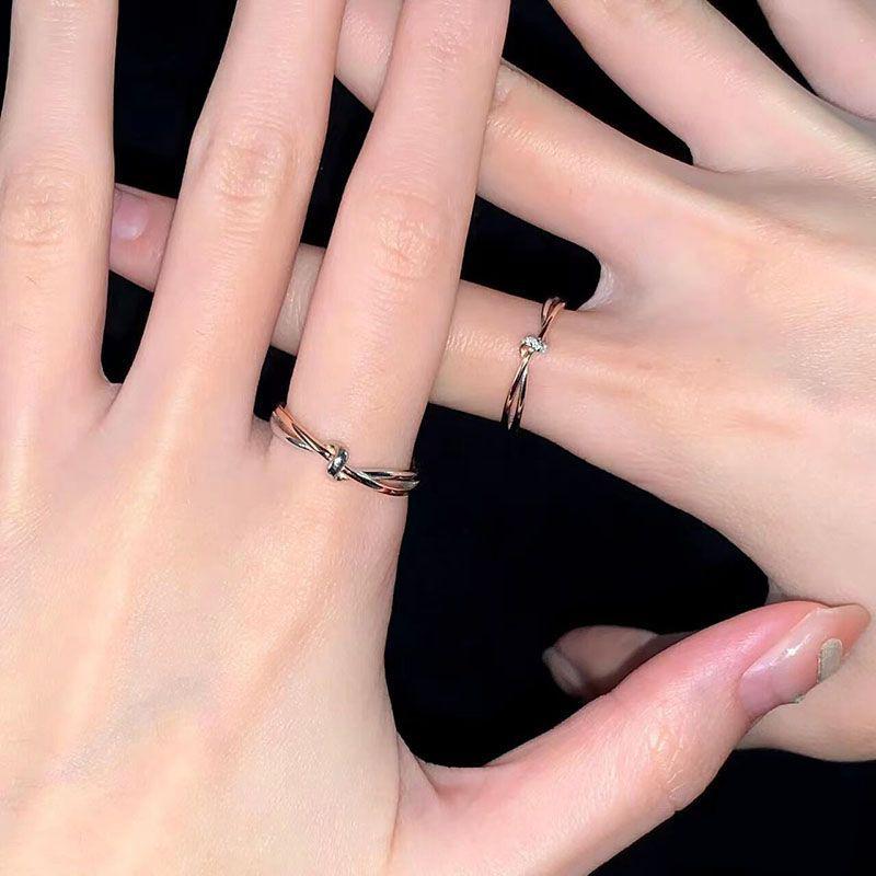 Romantic Couple Rings For Women Men Promise Couple Ring Valentine'S Day Gift Niche Design Sense High-End Light Luxury Simple Gif