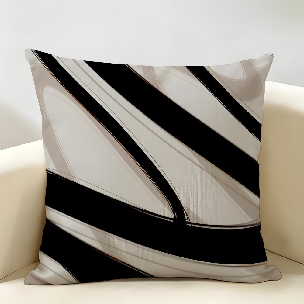 Luxury Sophisticated Black White Art Cushion Cover Natural Linen Organic Fabric Printing Breathable Perfect For Home Decor