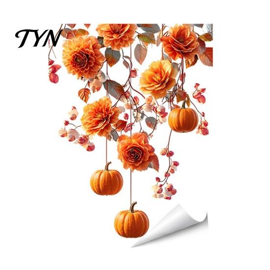 Наклейки "Тыква и Кленовый Лист" на Осень, День Благодарения, Статические Наклейки на Окно, Осенние Цветочные Стеклянные Сезонные Декоративные Наклейки для Дома, Съемные Наклейки Сезона Урожая для Магазина