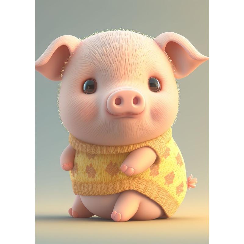 Lovely Pink Pig Canvas Poster Cute Baby Animal Wall Art Picture for Living Room Bedroom Playroom Club Bar Modern Home Decor Gift