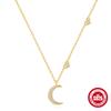 Daily Wear S925 Sterling Silver Versatile Moon Pentagram Diamond Necklace Classic Combination Collarbone Chain