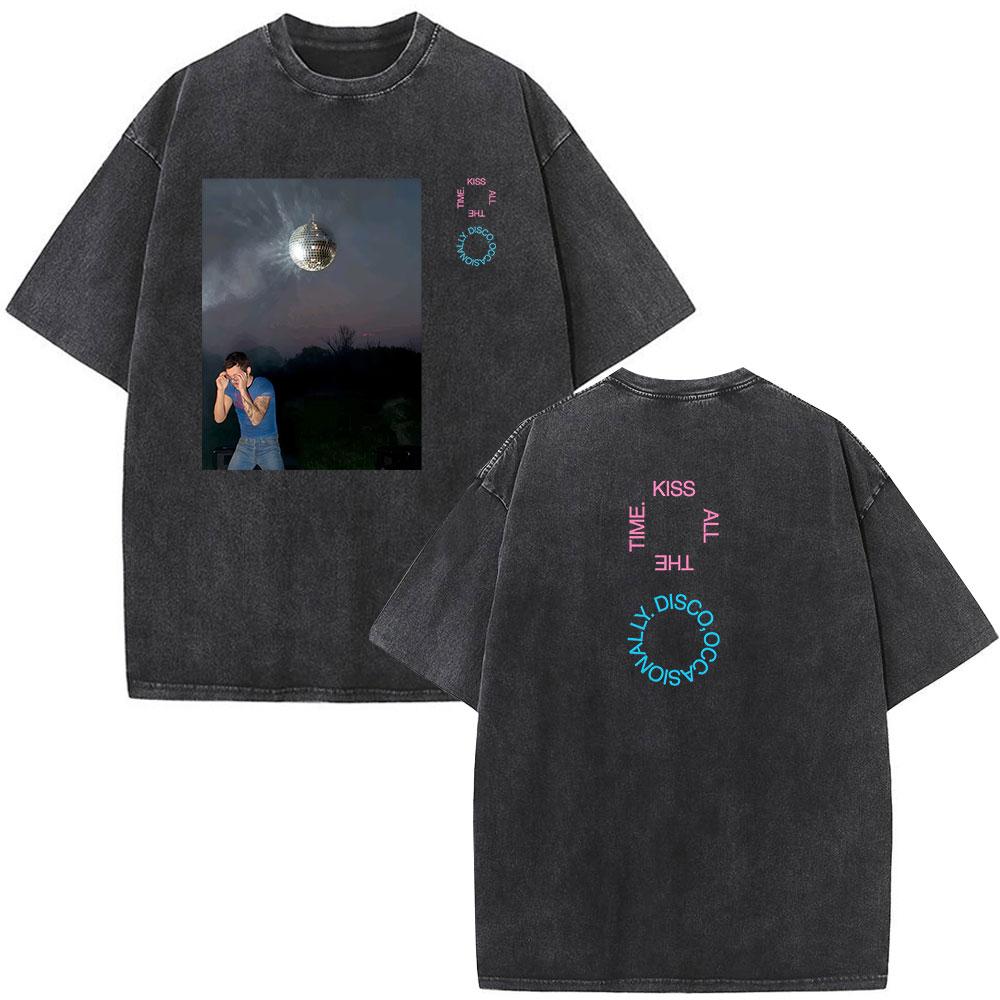 Kiss All The Time Disco Occasionally Tour Vintage Washed T Shirt Men Women High Quality Oversized Cotton Tshirt Streetwear