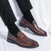 Fashion Men's Leather Shoes Classic British Style Loafers Wedding Trend Party Outdoor Casual Business Gentleman Versatile Brown Shoes