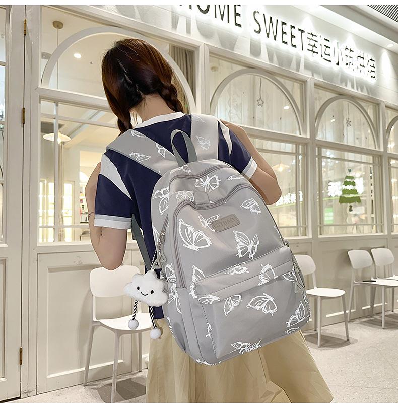 Рюкзак с принтом бабочек на два плеча для студентов, модель 2025 года - нишевый дизайн для девочек среднего, старшего школьного и студенческого возраста.