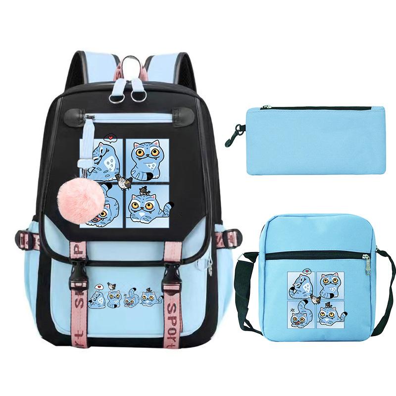 Animation Cartoon Peripheral Printing Children'S Backpack Campus Large Capacity Primary And Secondary School Students Schoolbag Three-Piece Set