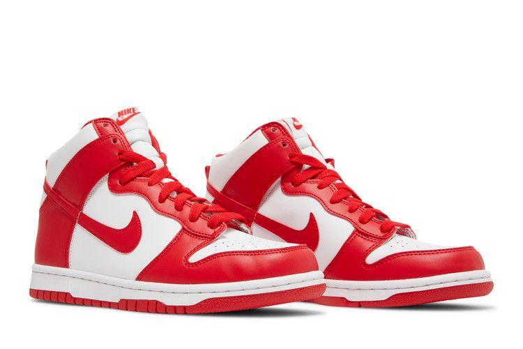 Nike Dunk High Чемпионский белый красный (Белый ярлык на языке) (GS)