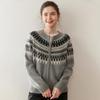 Женский толстый теплый кардиган-свитер из кашемира в стиле Fair Isle на молнии - Круглый вырез, цветовые блоки для осени/зимы