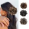 Vintage Leopard Print Camellia Hair Claw Clip Adjustable for Hair Volumes Unique Hairpieces Headwear Styling Accessory