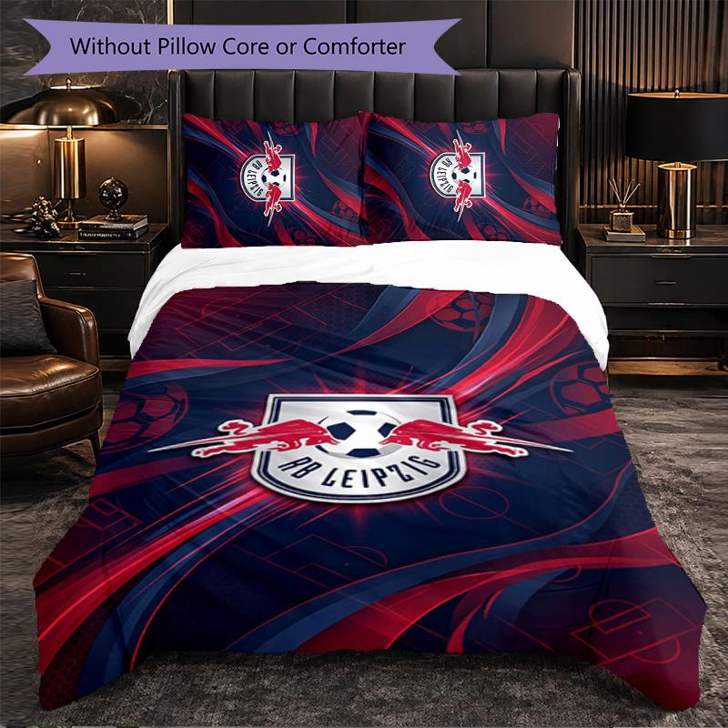 RB Leipzig Football 3 Piece Bedding Set Soft Duvet Cover Set with Pillowcases Printed Bedroom Decor Set for Home