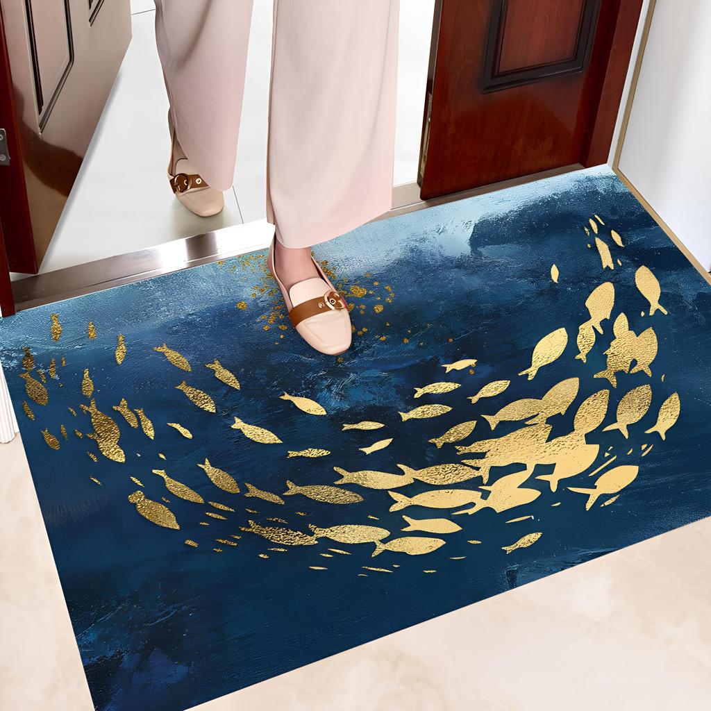 European Crystal Velvet Absorbent Floor Mat for Entrance, Bathroom, Bedroom, or Living Room - Washable.