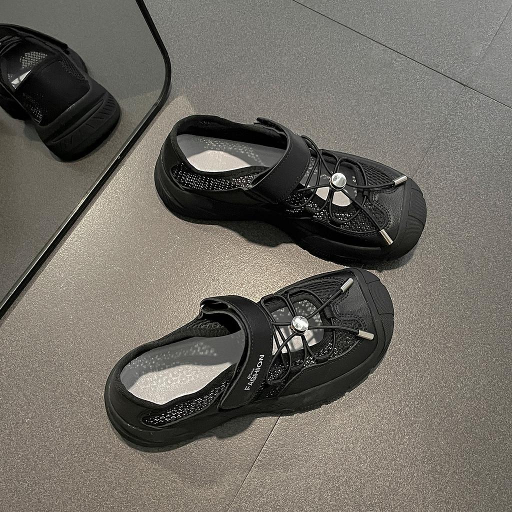 Белые сандалии спортивного типа на толстой подошве с высоким подъемом, женские, 2025 новая летняя обувь, увеличивающие рост, на мягкой подошве, крутые одинарные туфли