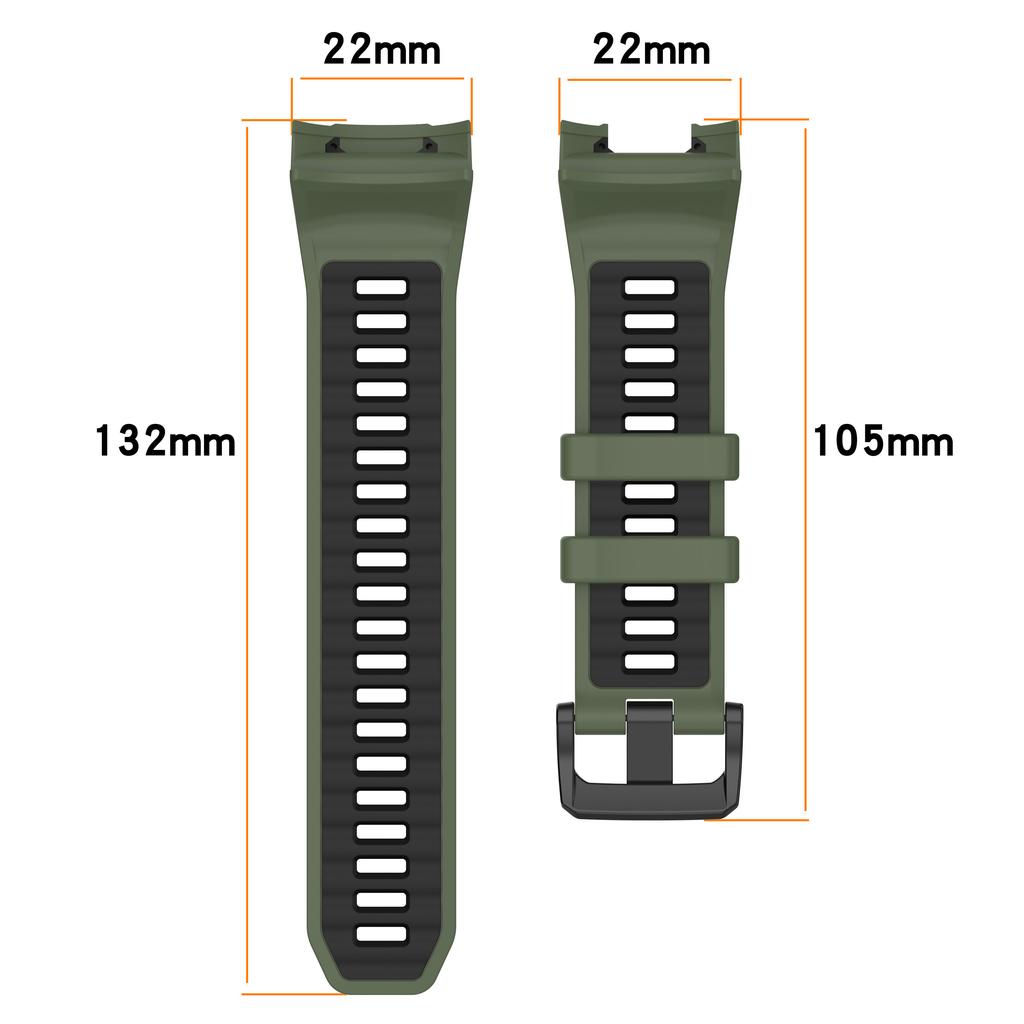 For Garmin Instinct 3 Solar 45mm/AMOLED 45mm Watch Band 22mm Dual Color Silicone Replacement Strap