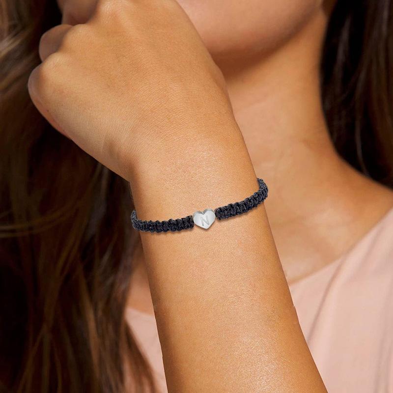 1PC Jewelry Wear-resistant 26 Letters Charm Braided Rope Unisex Bracelet Adjustable Heart Shape Couple Lover