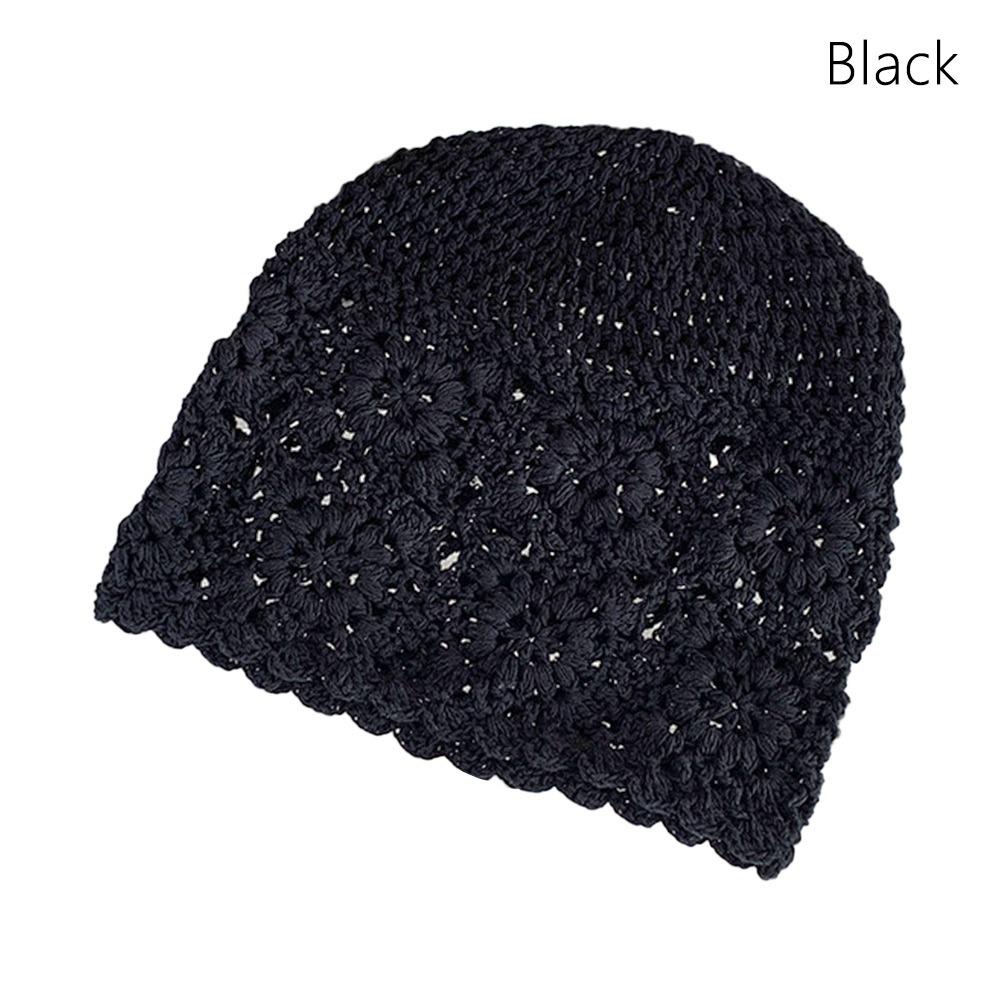 Fashion Vintage Artistic Beret Cap Hollowed-out Hand-Made Skullies Hat Breathable Sweet Knitted Hat Women