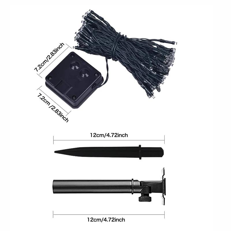 2 комплекта гирлянд на солнечных батареях из 100 светодиодов, водонепроницаемые, энергоэффективные и простые в установке, для украшения сада на рождественскую елку