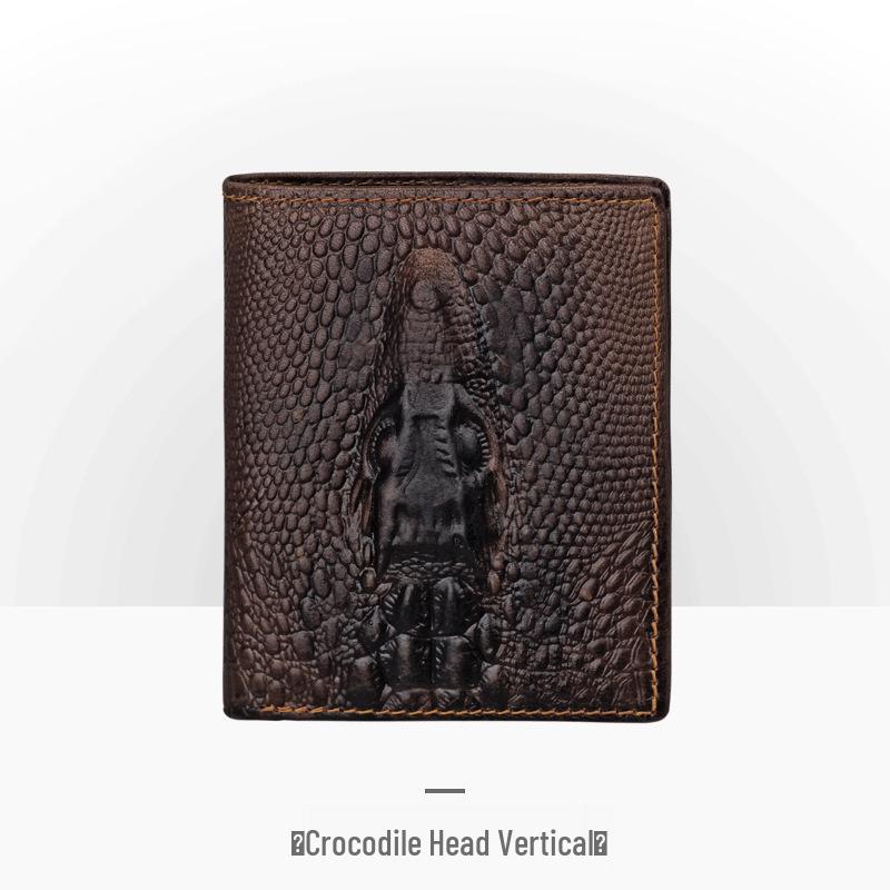 Мужской ретро кошелек из тисненой кожи – длинный, с тиснением под крокодила, с отделениями для нескольких карт и монетницей.