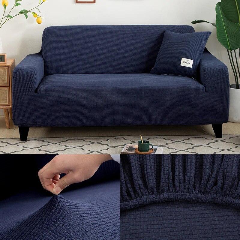 Jacquard Thick Sofa Covers for Living Room Plain Couch Cover Corner L Shape Chaise Longue Sofa Slipcovers Solid Color 1PC