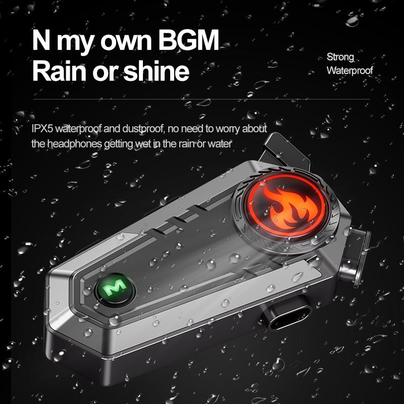 KEBIDUMEI Motorcycle Helmet Intercom Headset for 2 Rider 500M Interphone Bluetooth 5.3 Waterproof Wireless Speaker Earphone