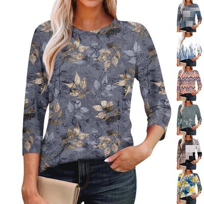 Женская мода повседневные топы с рукавом 3/4 плиссированные модные топы футболки