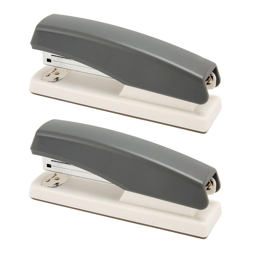 2PCS Office Stapler Prevent Slip Portable Stable Durable Ergonomic School Stapler for Students Grey