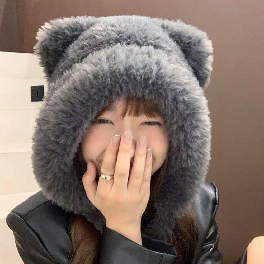 Woolen Windproof Cap Velvet Lining Bucket Hat Fashion Winter Hat for Women