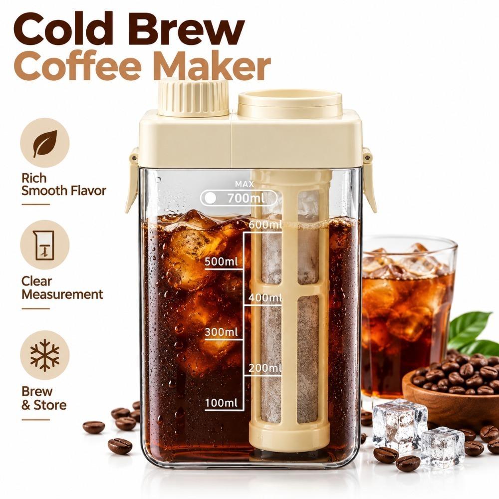 Built In Measurement Scale Cold Brew Pitcher Brewing Coffee Carafe  Home Camping