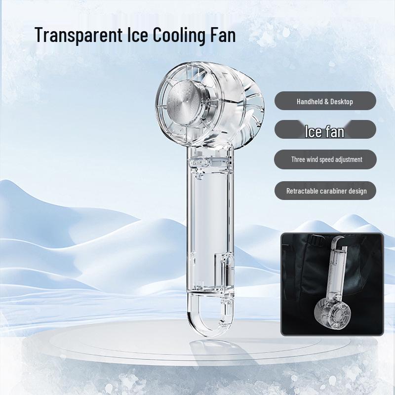2026 Innovative USB Handheld Transparent Ice Pack Mini Fan